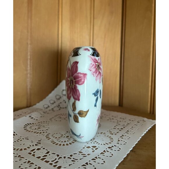 Vintage Otagiri Supreme Pink Floral Porcelain Pillow Vase Japan - Picture 4 of 5